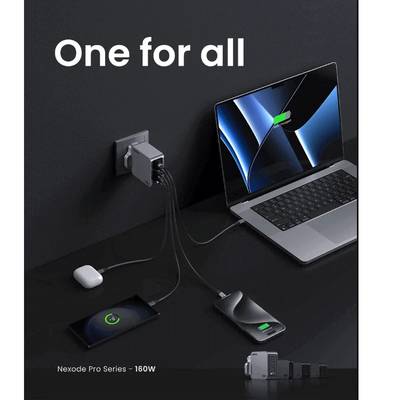 UGREEN Nexode Pro 160W 4-Port GaN Fast Charger UK Grey+1.5M 240W Cable – X763 - Image 1