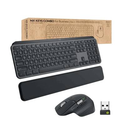 Logitech MX Keys S Wireless and Bluetooth Keyboard + Palmrest and Mouse Rechargeable Combo – - Image 1