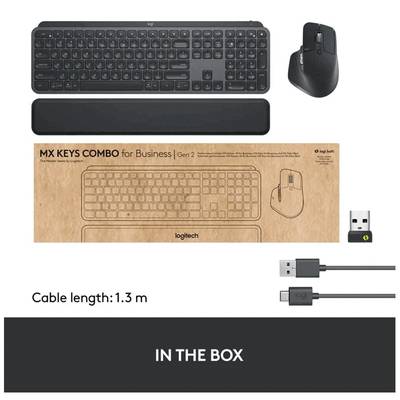 Logitech MX Keys S Wireless and Bluetooth Keyboard + Palmrest and Mouse Rechargeable Combo – - Image 2
