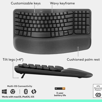 Logitech Wave Keys and Lift Combo Wireless and Bluetooth Keyboard and Mouse Combo - Image 1