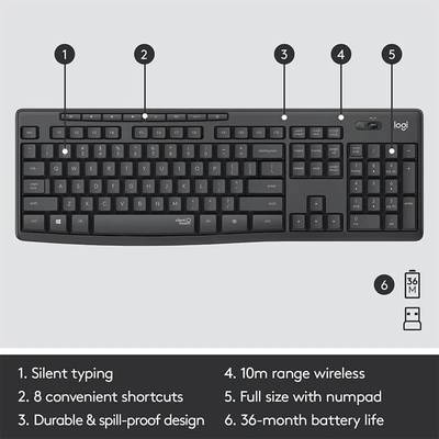 Logitech MK295 Silent Wireless Keyboard & Mouse Combo - Image 3