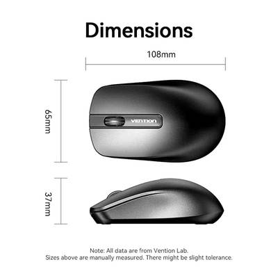 Vention 3-Button Wireless Computer Mouse with USB Receiver Black-KTBB0 - Image 2