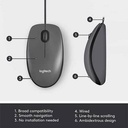 Logitech M100 Wired Mouse USB - Image 3