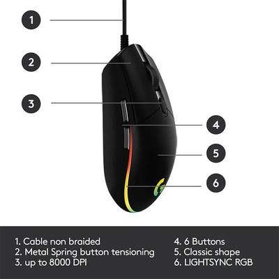 Logitech G203 Lightsync Gaming Mouse - Image 2
