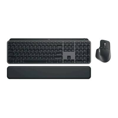 Logitech MX Keys S Wireless and Bluetooth Keyboard + Palmrest and Mouse Rechargeable Combo –